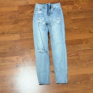 American Eagle Outfitters Light Blue Ripped Skinny Jeans